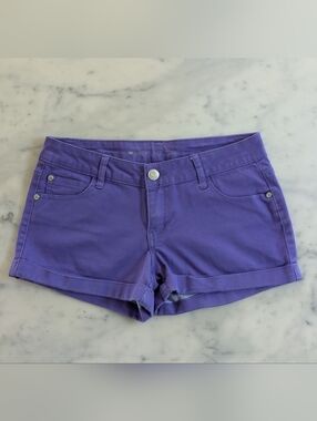 Celebrity Pink Purple Low-Rise Cotton Blend Shorts.